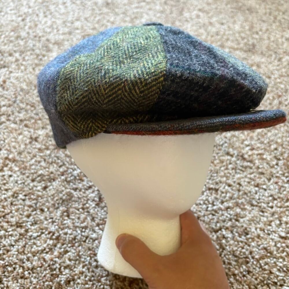 Shandon Headwear Mens Flat Cap Multicolor Patchwork Donegal Tweed Wool Hat 7 1/8 - Picture 2 of 8